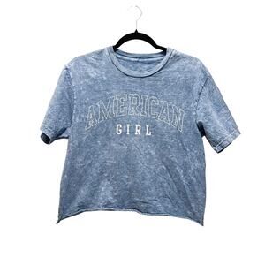 Social Culture American Girl Blue Tie Dye Cropped Short Sleeve T-Shirt Size S
